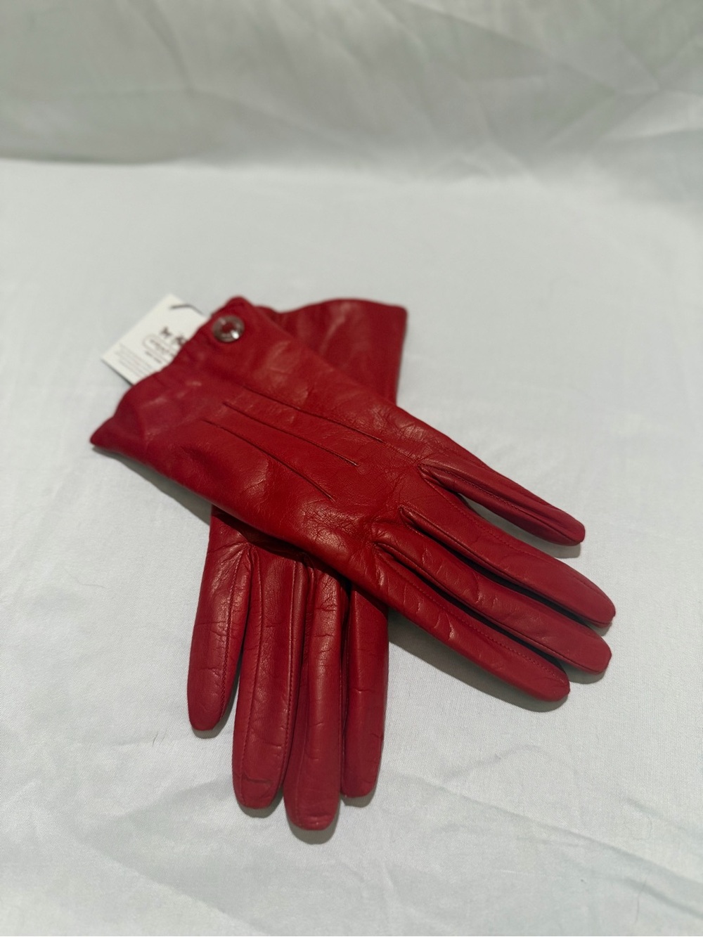 NWT Coach Red Leather Cashmere-Lined Winter Gloves - Size 6.5 F83726